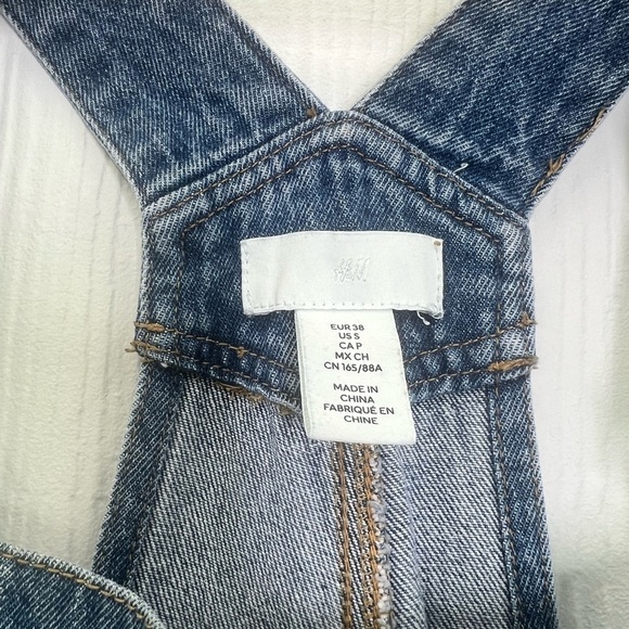 H&M - Relaxed Soft Blue Adjustable Straps Straight Leg Denim Overalls Size S - Picture 9 of 14